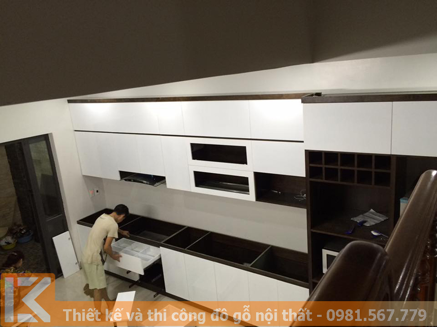 Thi công hoàn thiện nội thất tủ bếp gỗ trọn gói MS0035