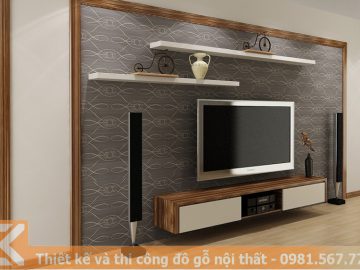 Mẫu thiết kế kệ tivi phòng khách gỗ công nghiệp KT0007