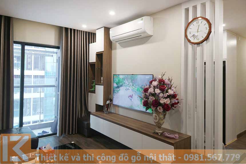 Thiết kế kệ tivi phòng khách hiện đại cho căn hộ KT0015